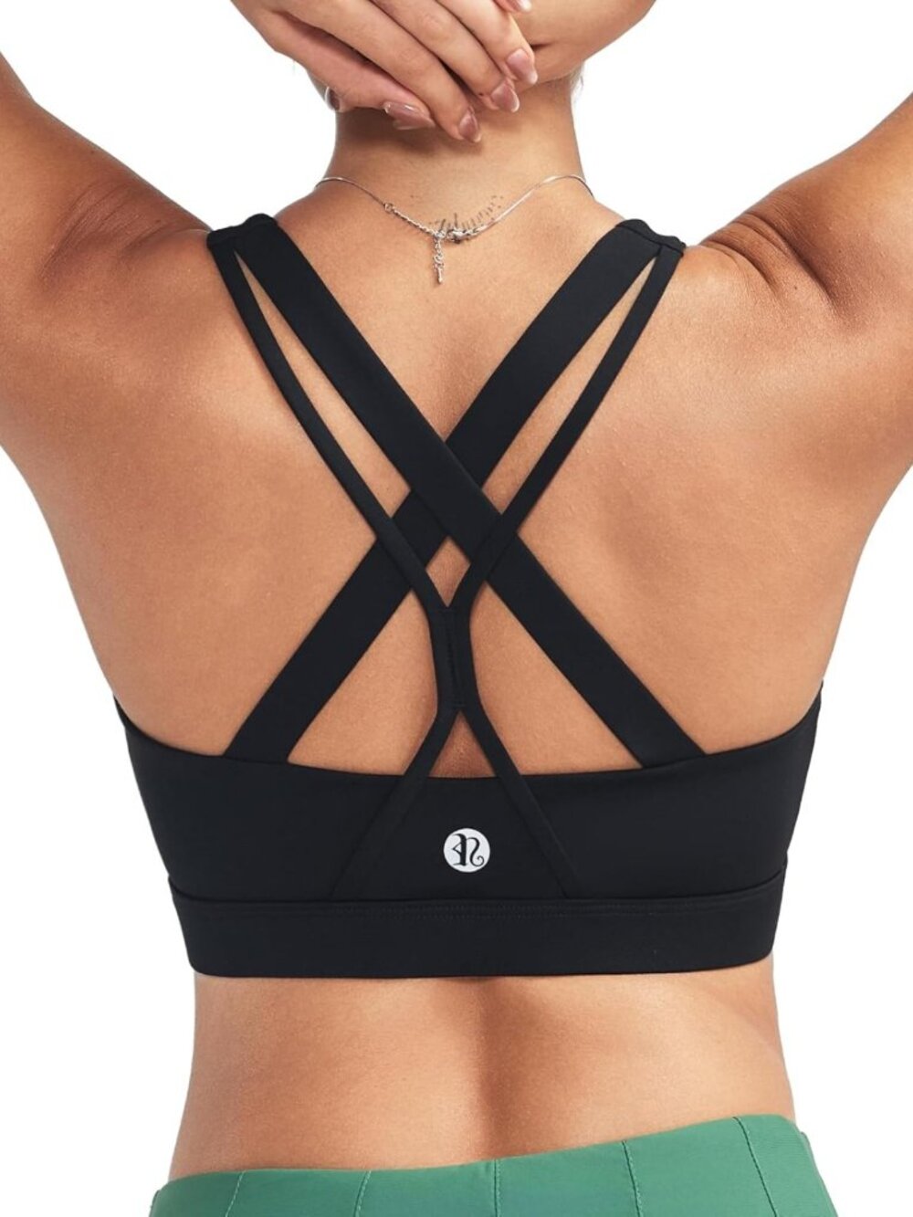 High Support Seamless Strappy Sports Bra for Women, Crisscross Back, Removable